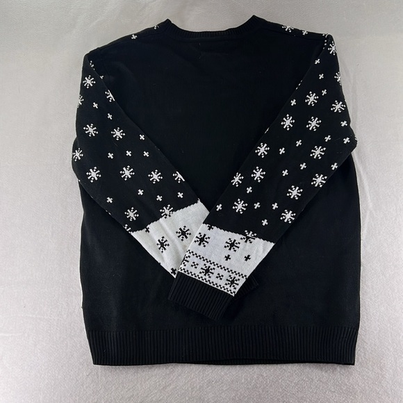 T Stars Long Sleeve Ugly Christmas Sweater Dirty Naughty Santa Elf Black Mens L - Picture 11 of 11
